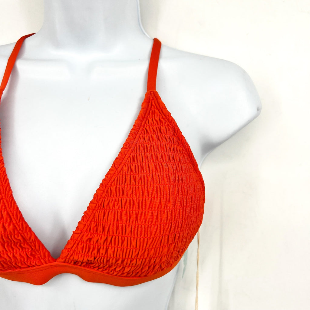 CARVE DESIGNS Womens Gigi Smocked Bikini Top Medium Orange Sunset Cross Back NWT