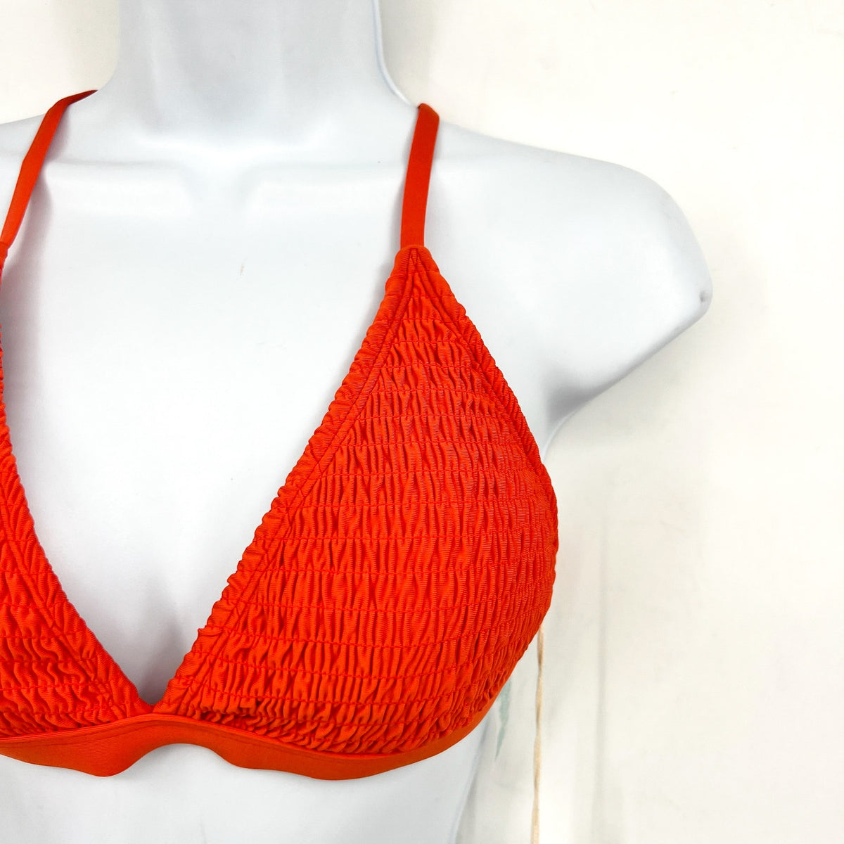 CARVE DESIGNS Womens Gigi Smocked Bikini Top Medium Orange Sunset Cross Back NWT