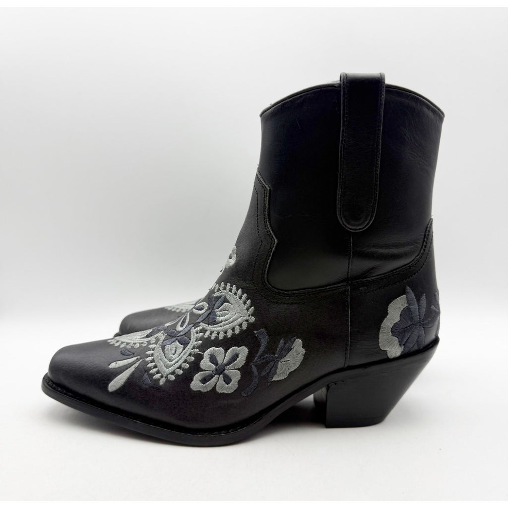 Diba True Women's Cains Ville Western Bootie Size 7M Black Charcoal Leather NWOB