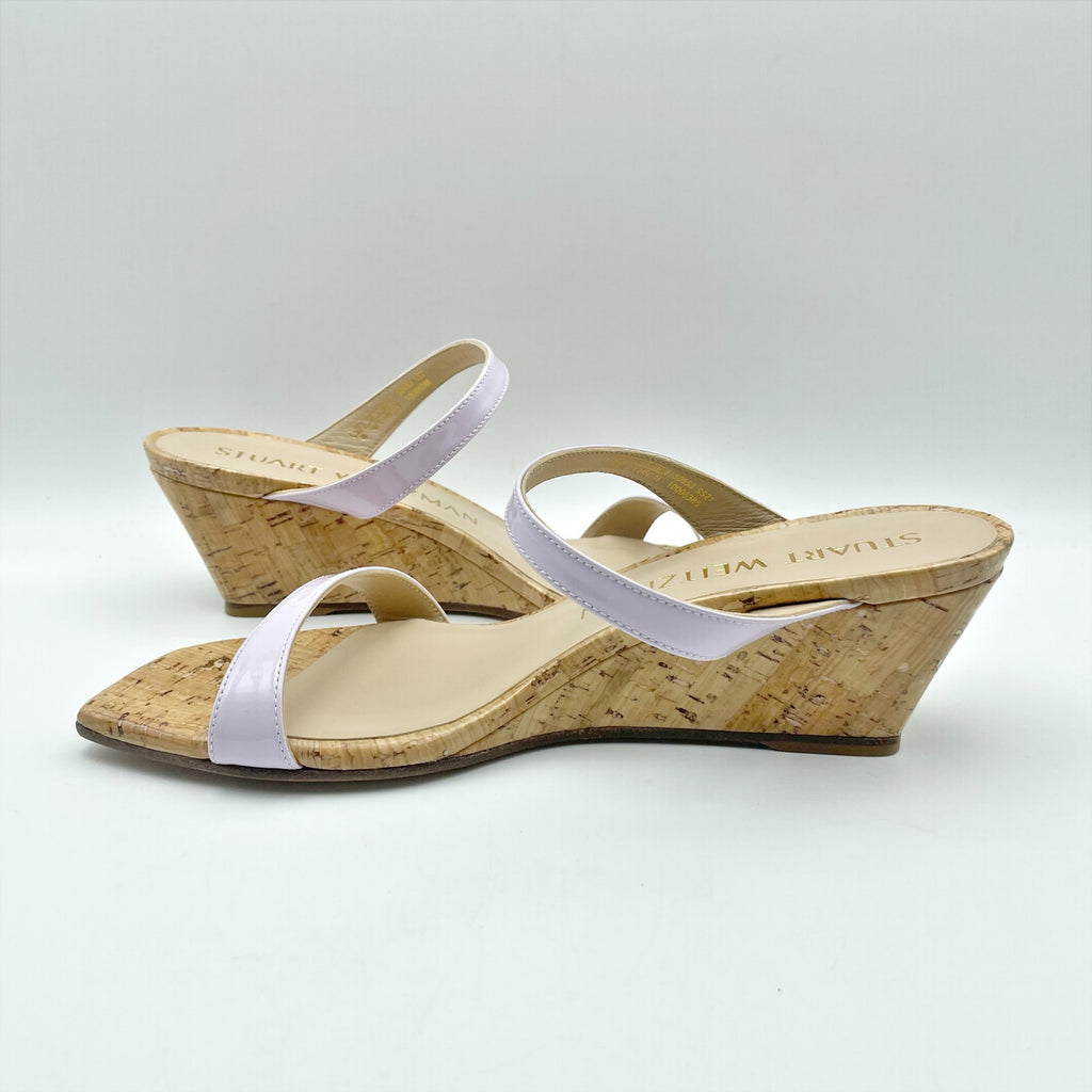 Stuart Weitzman Womens Aleena 50 Wedge Sandals Size 8 EU 38.5 Lilac Leather NWOB