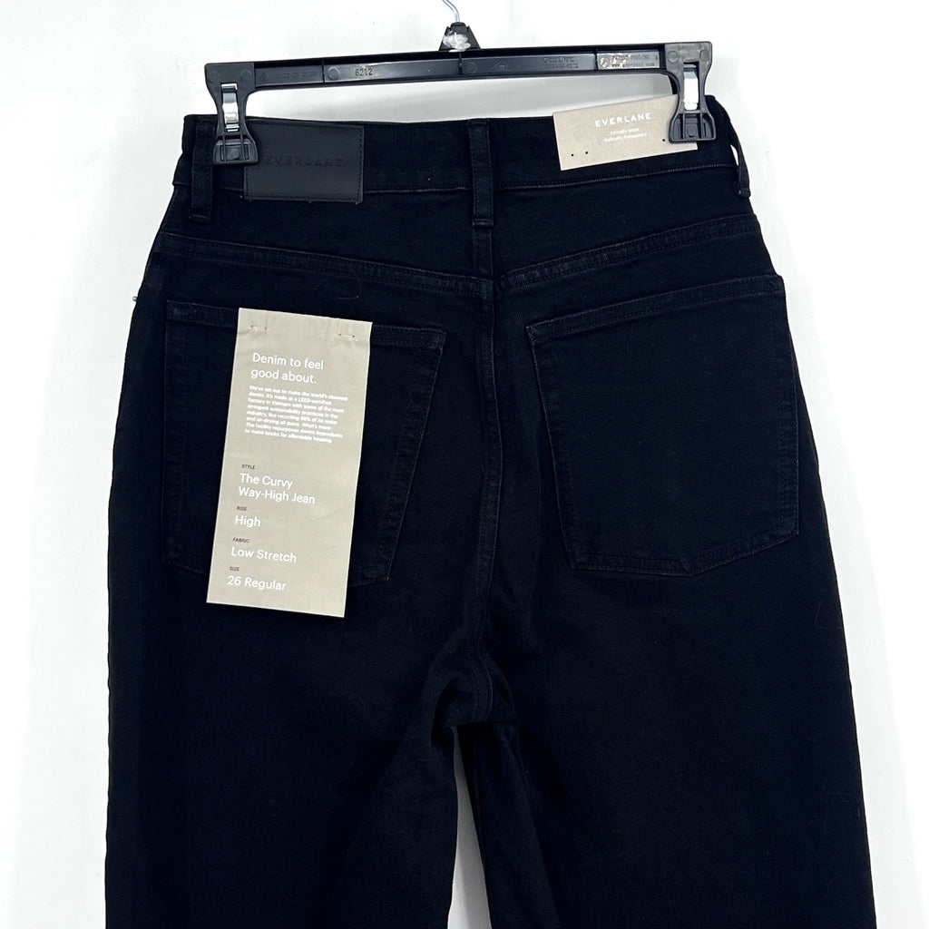 EVERLANE Women's The Curvy Way High Jeans 26x27 US 2 Black Organic Cotton NWT