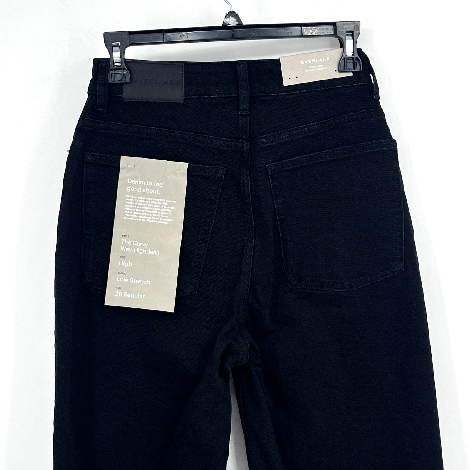 EVERLANE Women's The Curvy Way High Jeans 26x27 US 2 Black Organic Cotton NWT