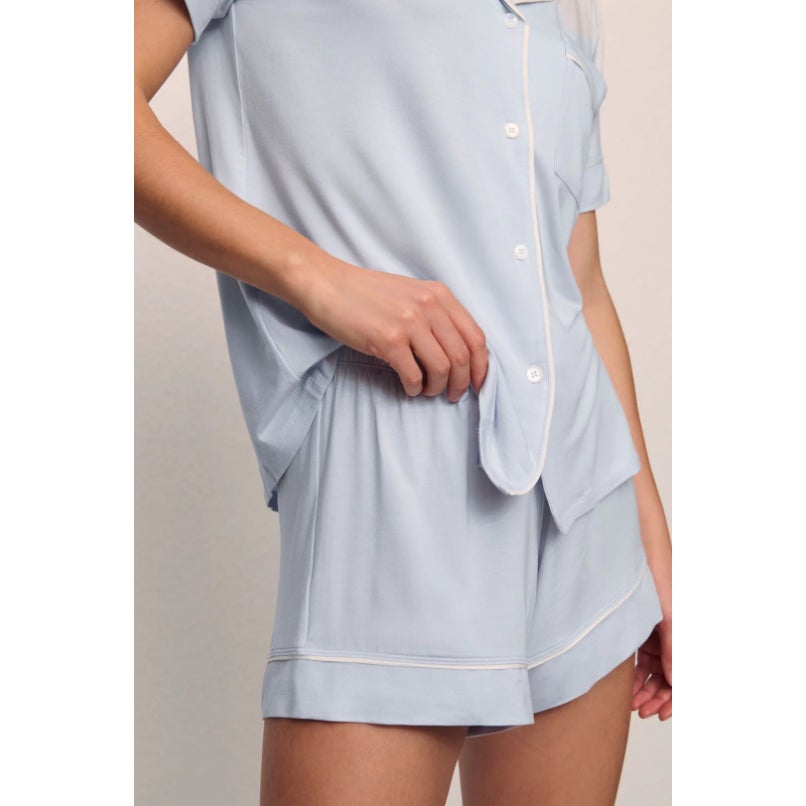 EBERJEY Gisele Relaxed Short PJ Set Small Ice Blue Ivory TENCEL Modal NWOT