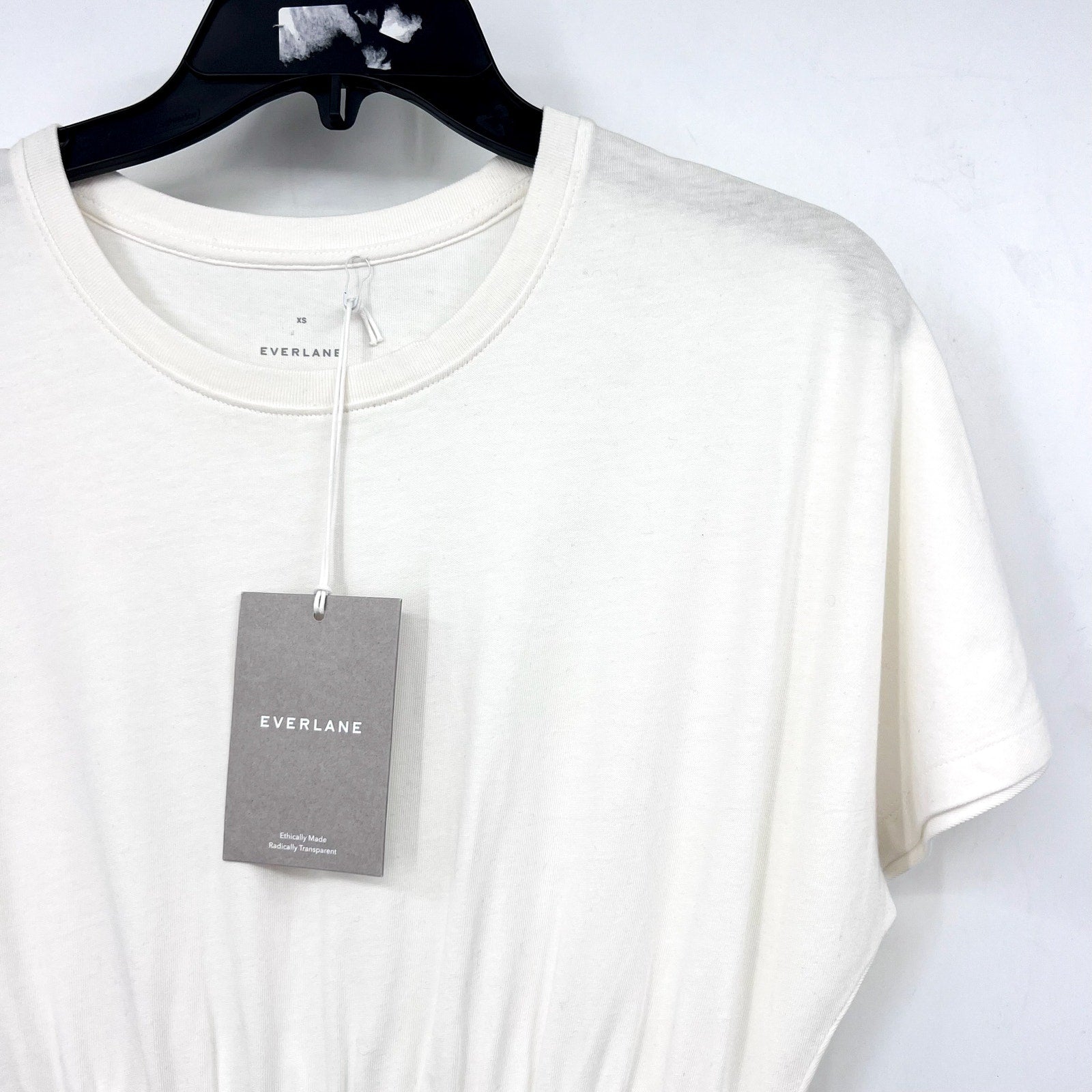 EVERLANE Women's The Organic Cotton Waisted Dress XS White Short Sleeve NWT
