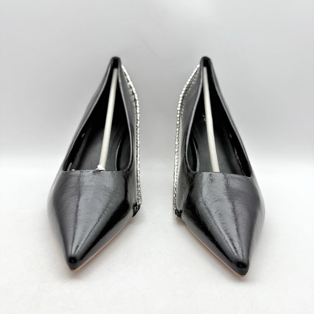 C.Paravano Womens Anna Chain Pumps EU 40 US 9.5 Black Leather NIB