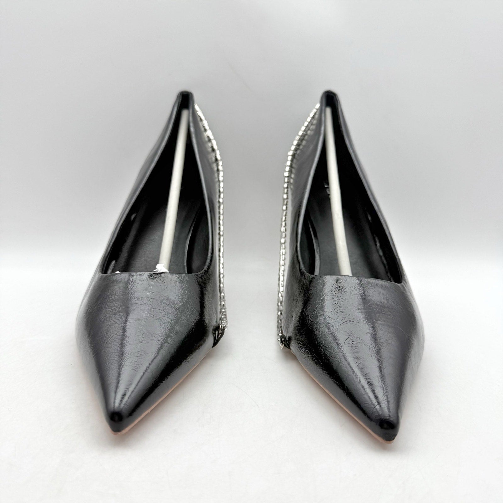 C.Paravano Womens Anna Chain Pumps EU 40 US 9.5 Black Leather NIB