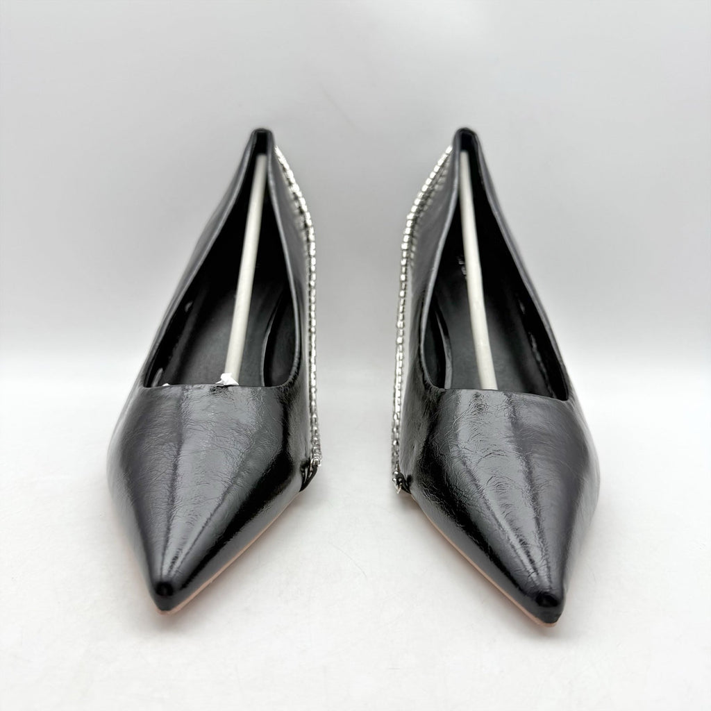 C.Paravano Womens Anna Chain Pumps EU 40 US 9.5 Black Leather NIB