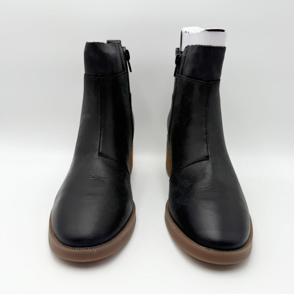 Clarks Womens Lileigh Charm Heeled Ankle Bootie US 9 M Black Leather NIB