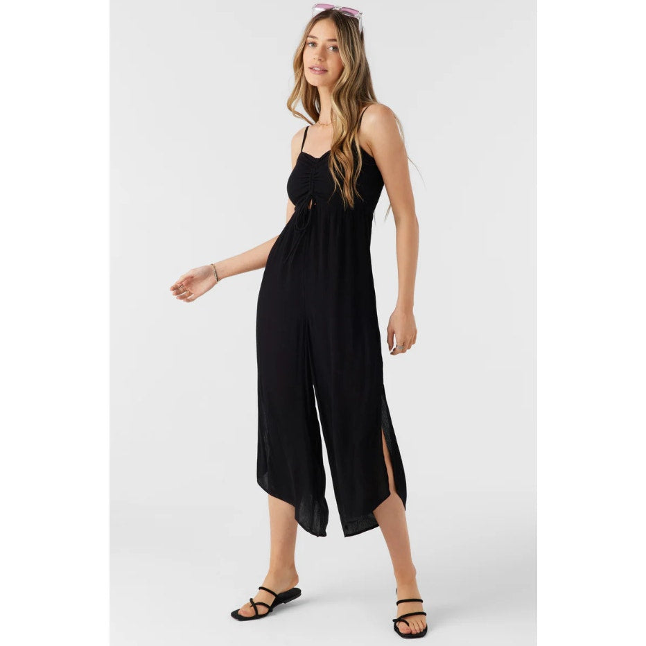 O'NEILL Women's Keiko Tank Jumpsuit XS Black Sleeveless Cut Out Wide Leg NWOT