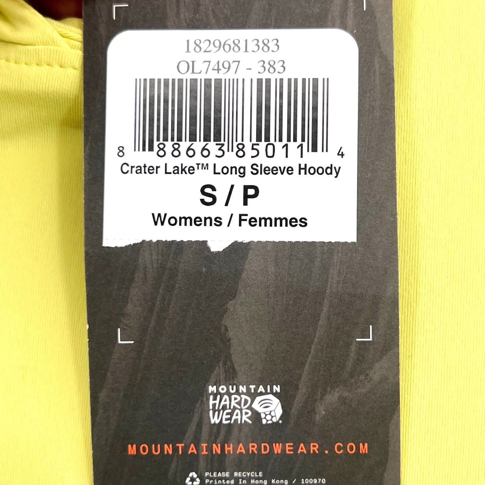 MOUNTAIN HARDWEAR Crater Lake Long Sleeve Hoodie Small Light Olive Green NWT