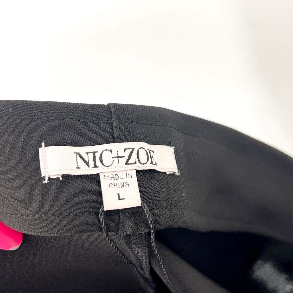 NIC + ZOE Women's Lenox Wide Leg Dress Pants Large US 12-14 Black Stretch NWT