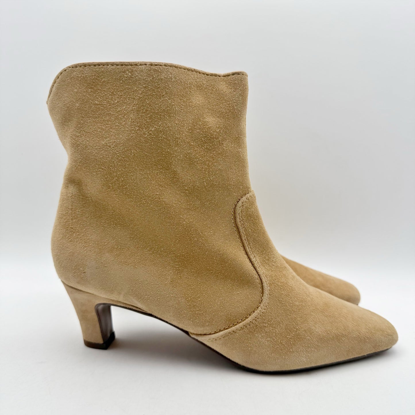 Franco Sarto Womens Alexandria Heeled Ankle Bootie US 6.5 M Brown Suede NWOB