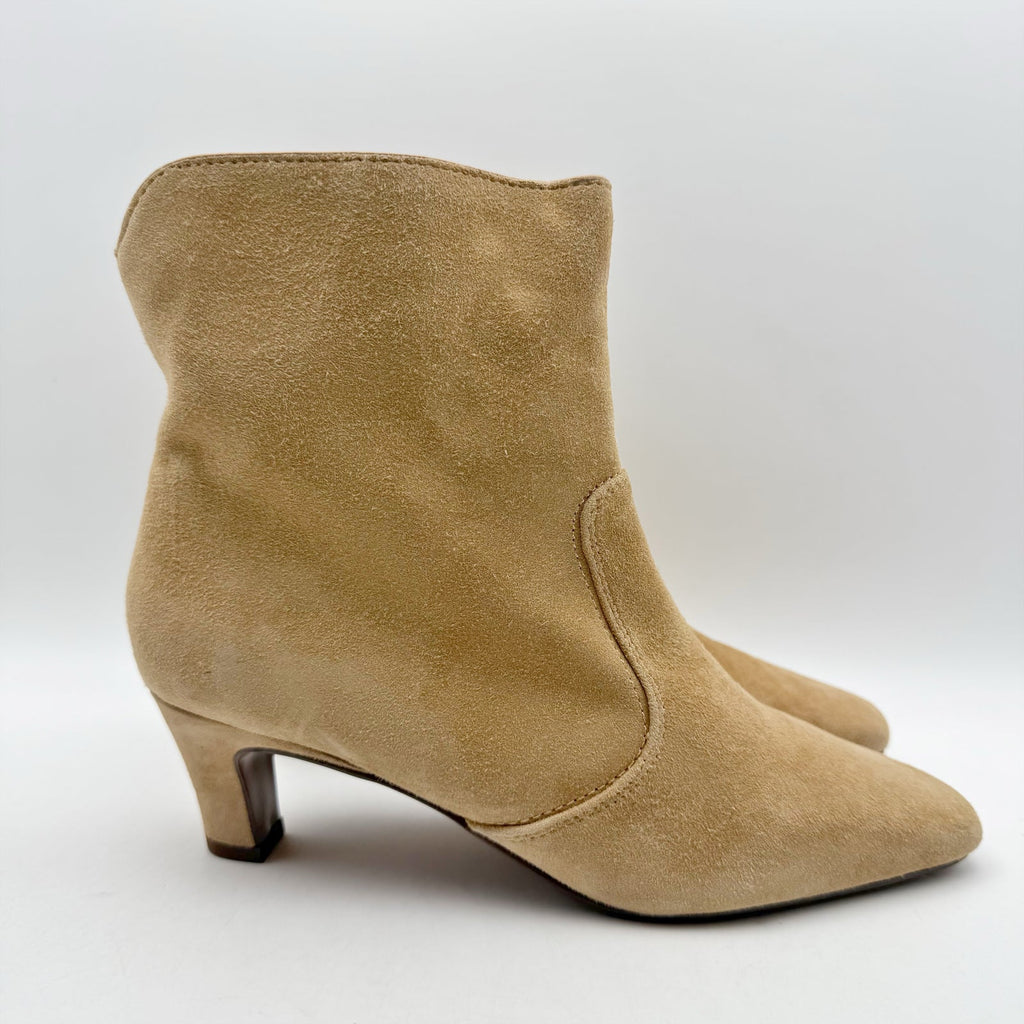 Franco Sarto Womens Alexandria Heeled Ankle Bootie US 6.5 M Brown Suede NWOB