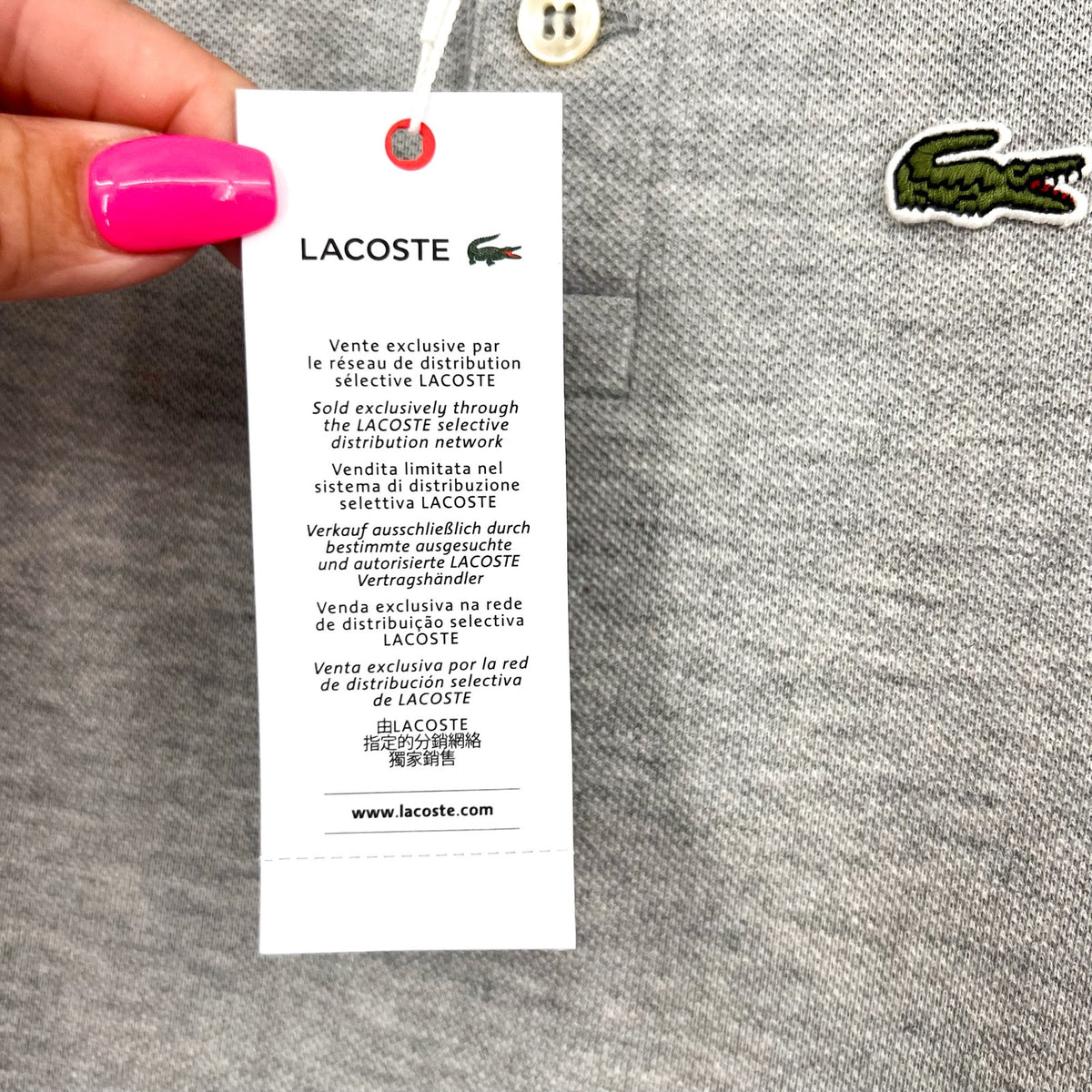 LACOSTE Kids Short Sleeve Classic Pique Polo Shirt SIZE 5 Grey NWT