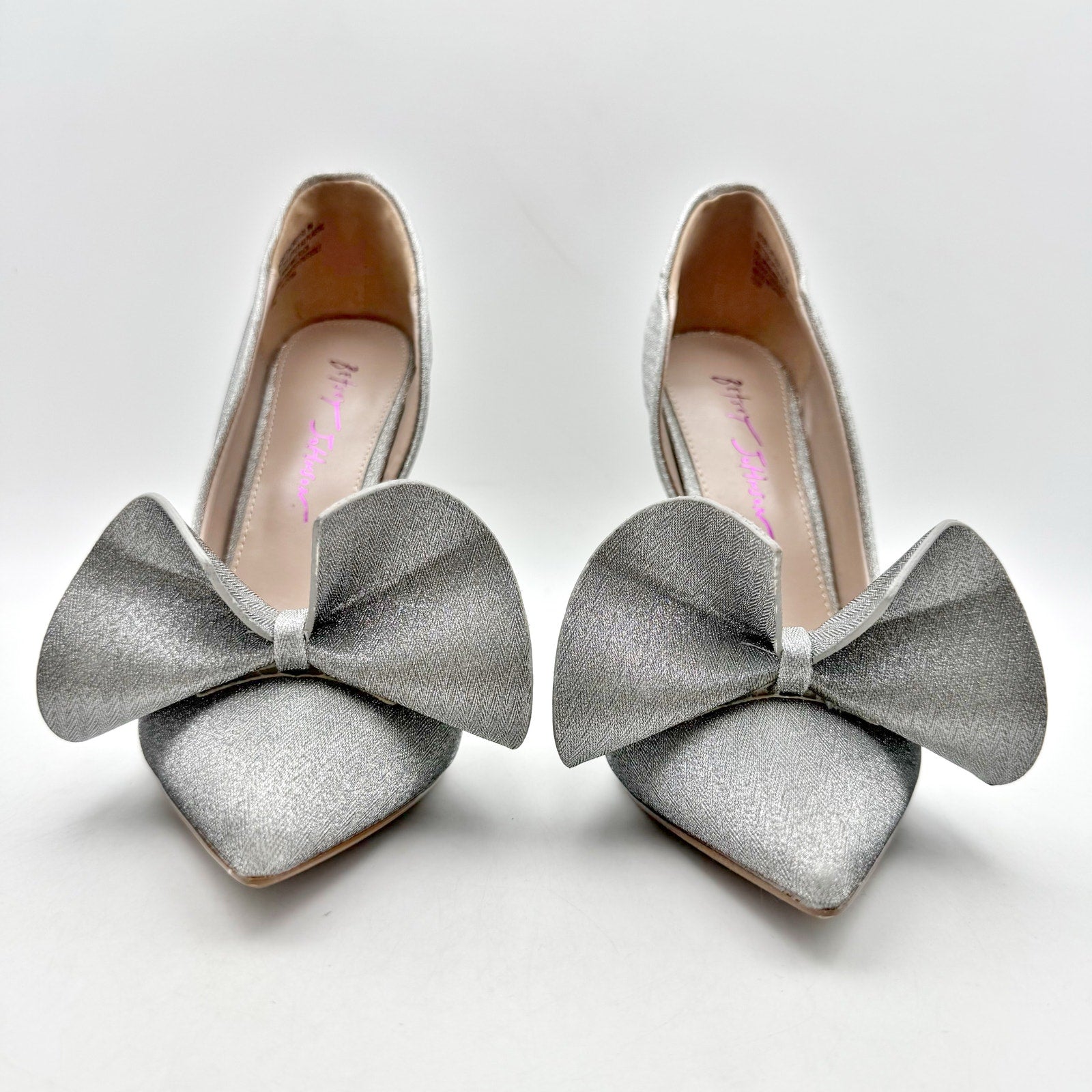 Blue by Betsey Johnson Womens Nobble High Heels US 8 M Silver Bow NWOB
