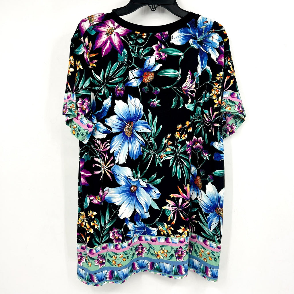JOHNNY WAS The Janie Favorite Henley Tee Large Jumono Black Short Sleeve NWT