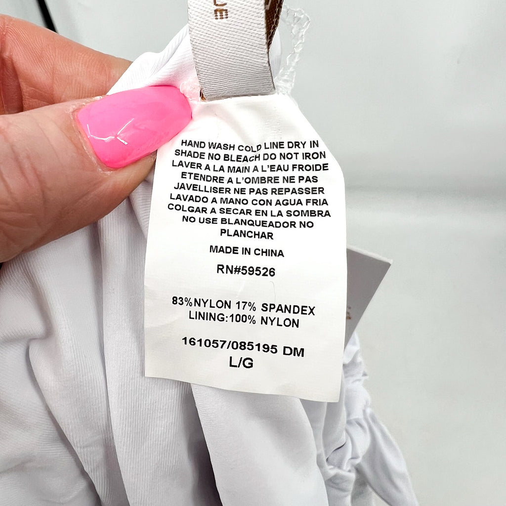 BECCA Women's Marble Canyon Ring One-Piece Swimsuit Large White V Neck NWT