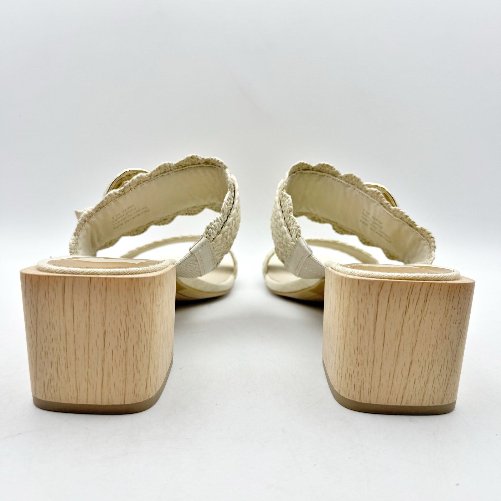 Dolce Vita Womens Zophy Heeled Sandals Size 9.5 Ivory Cream Raffia NWOB