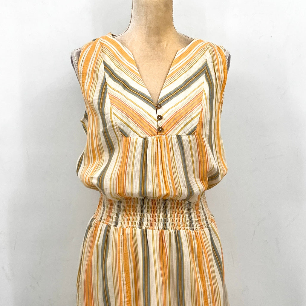 PRANA Women's California Dreaming Maxi Dress Medium Golden Hour Stripe NWT
