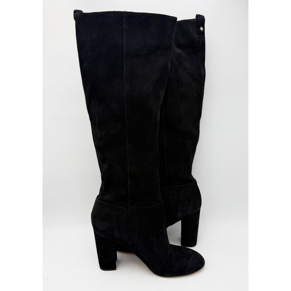 Sam Edelman Womens Caprice Heeled Knee High Boots Size 8.5 Black Suede NWOB
