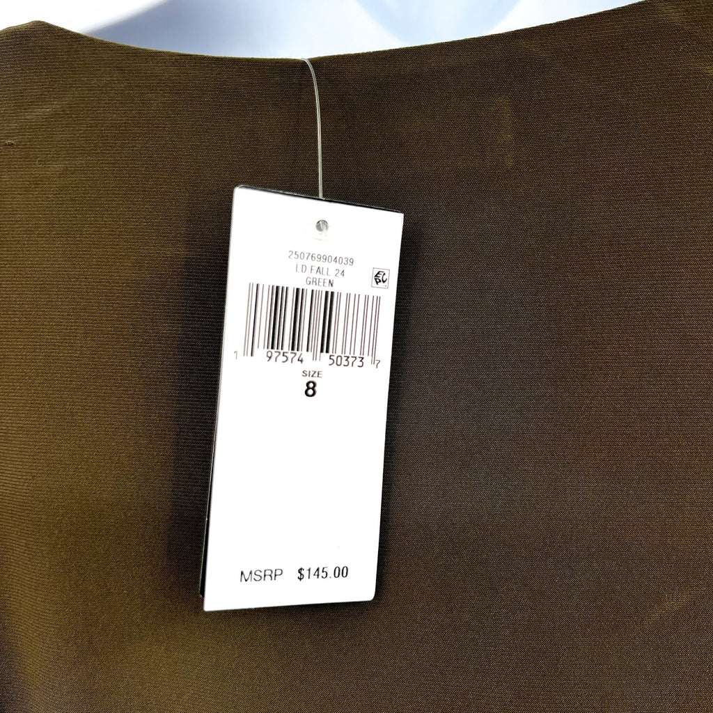 LAUREN RALPH LAUREN Surplice Jersey Dress Size 8 Olive Green Faux Wrap Belt NWT