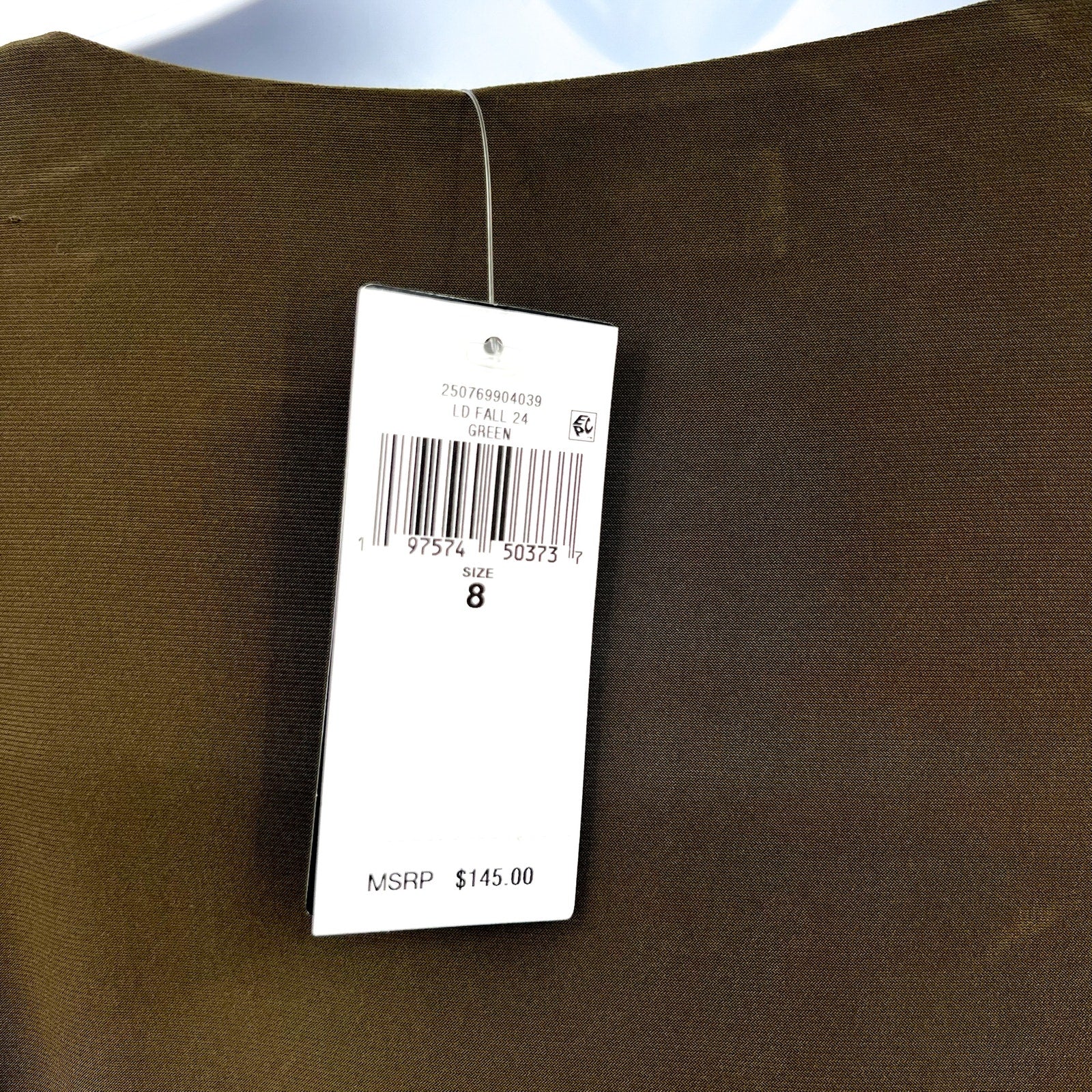 LAUREN RALPH LAUREN Surplice Jersey Dress Size 8 Olive Green Faux Wrap Belt NWT