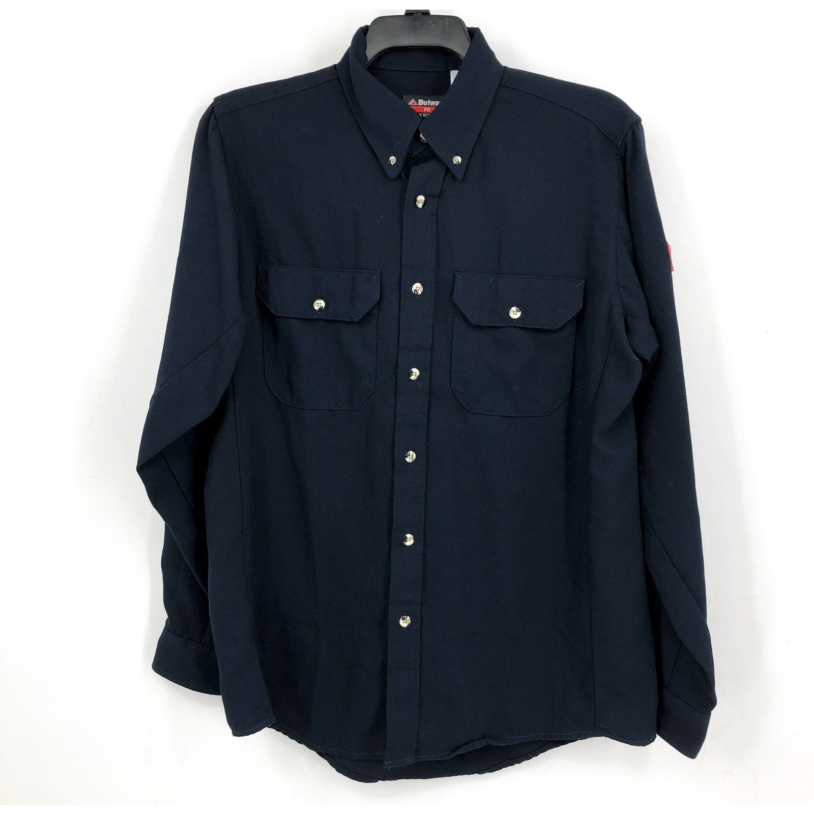 BULWARK Mens Midweight FR CAT2 Uniform Shirt Medium Navy Blue Button Up NWOT