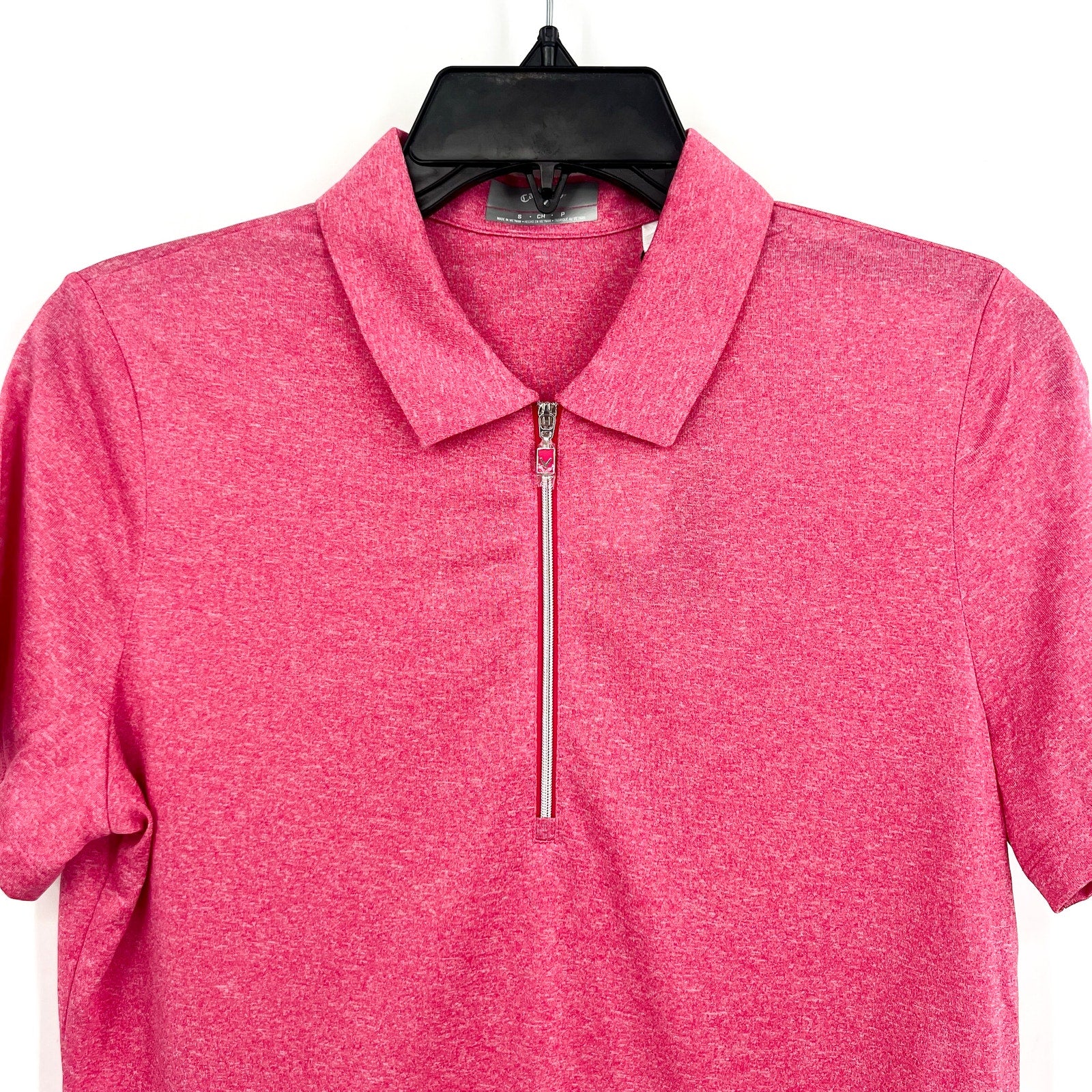 Callaway Womens Golf Polo Shirt Small Pink Quarter Zip Short Sleeve NWT
