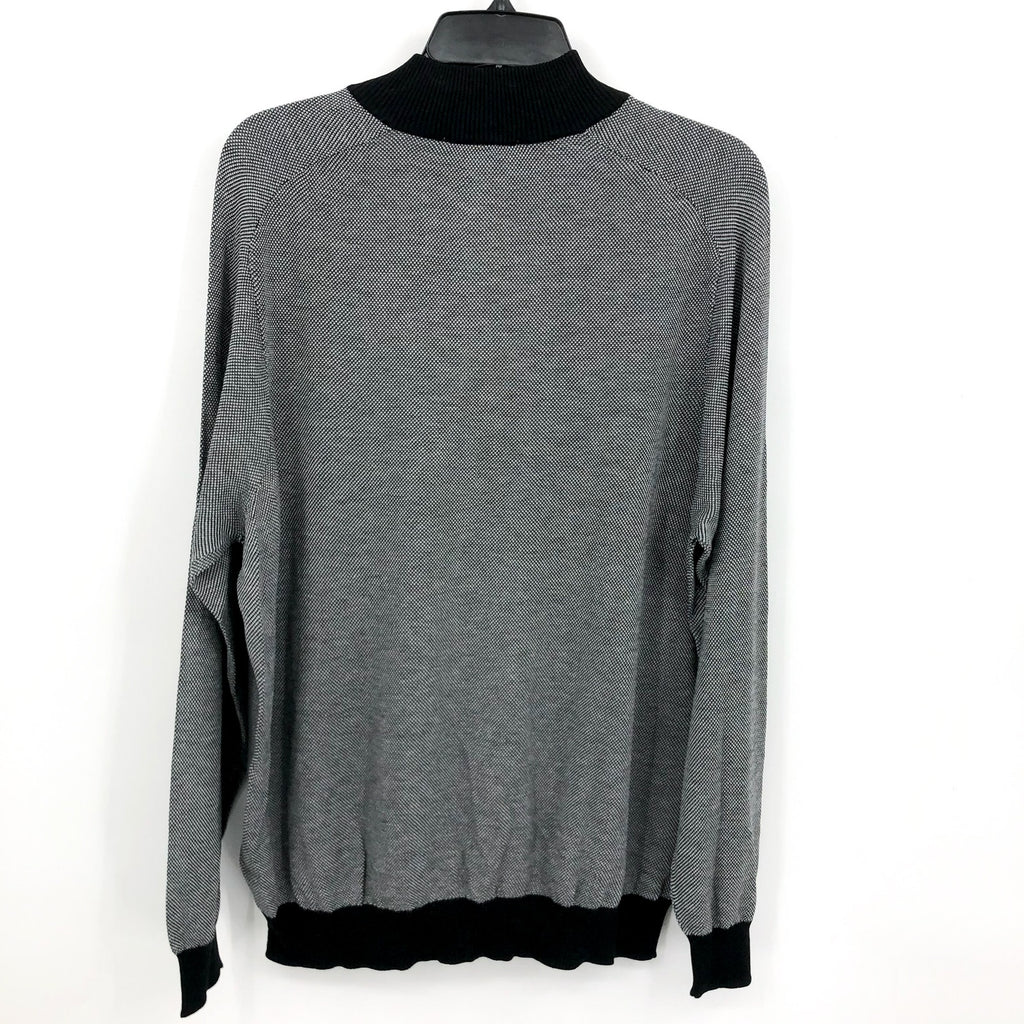 JACK VICTOR Mens Valois 1/4 Zip Sweater XXL Black Grey Pullover Cotton Silk NWT