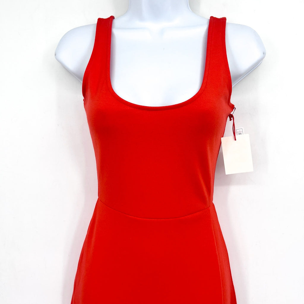 OPEN EDIT Women's Scoop Neck Midi Tank Dress XXS Orange Sleeveless Bodycon NWT