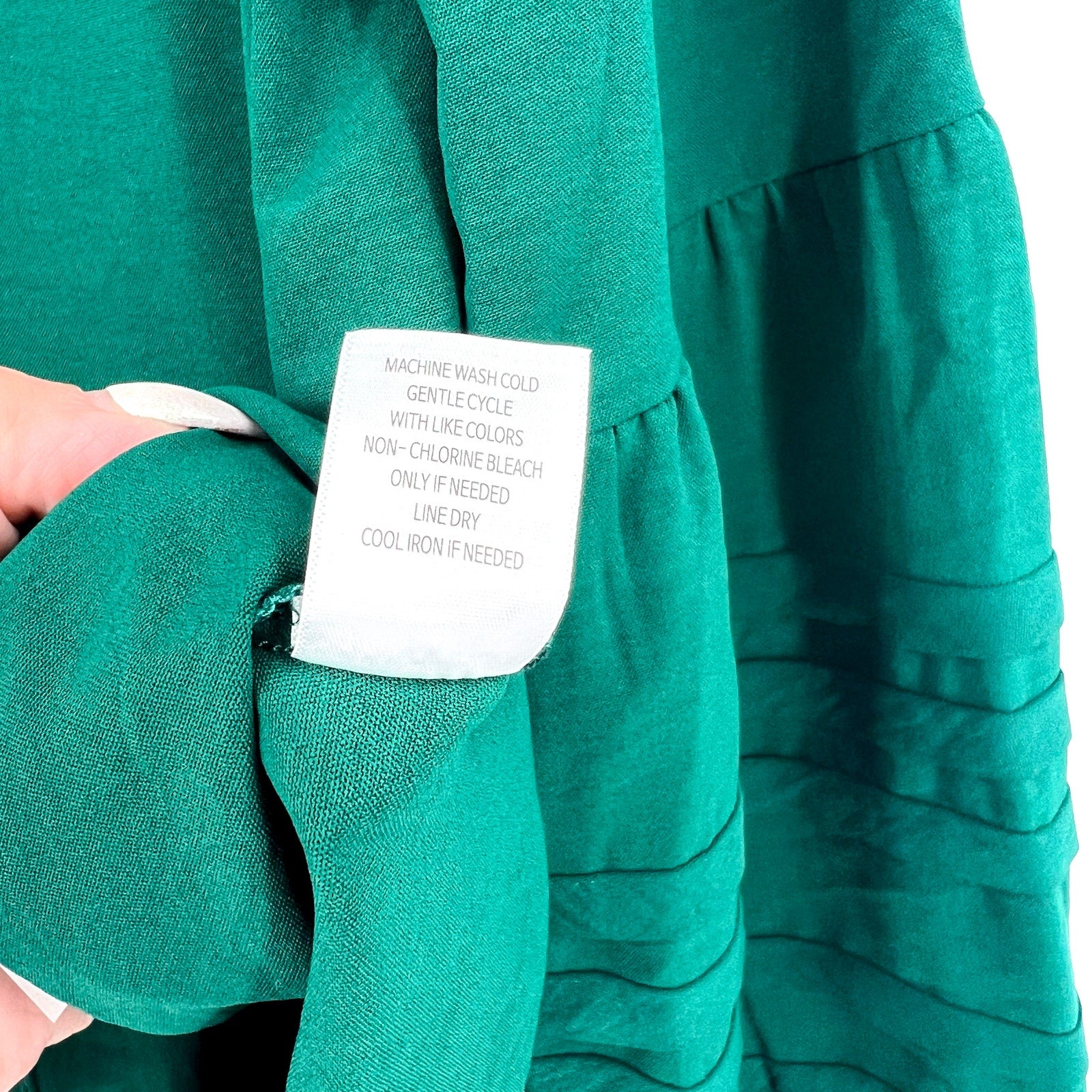 FORTUNE + IVY Womens Boho Top Small Hunter Green Tiered Sleeve NWOT
