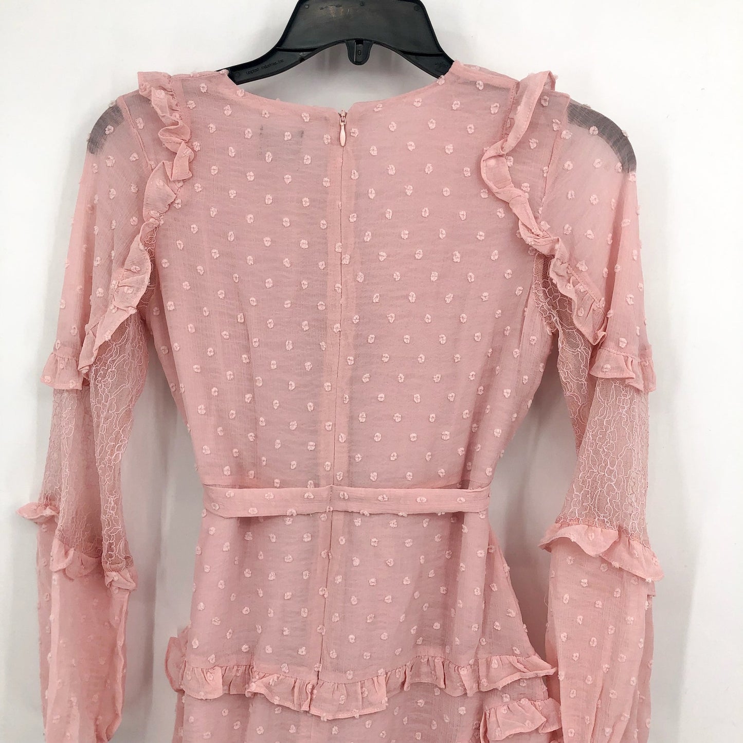 BARDOT JUNIOR Girls Mimi Dobby Dress Size 14 Pink Potpourri Lace Ruffle NWT