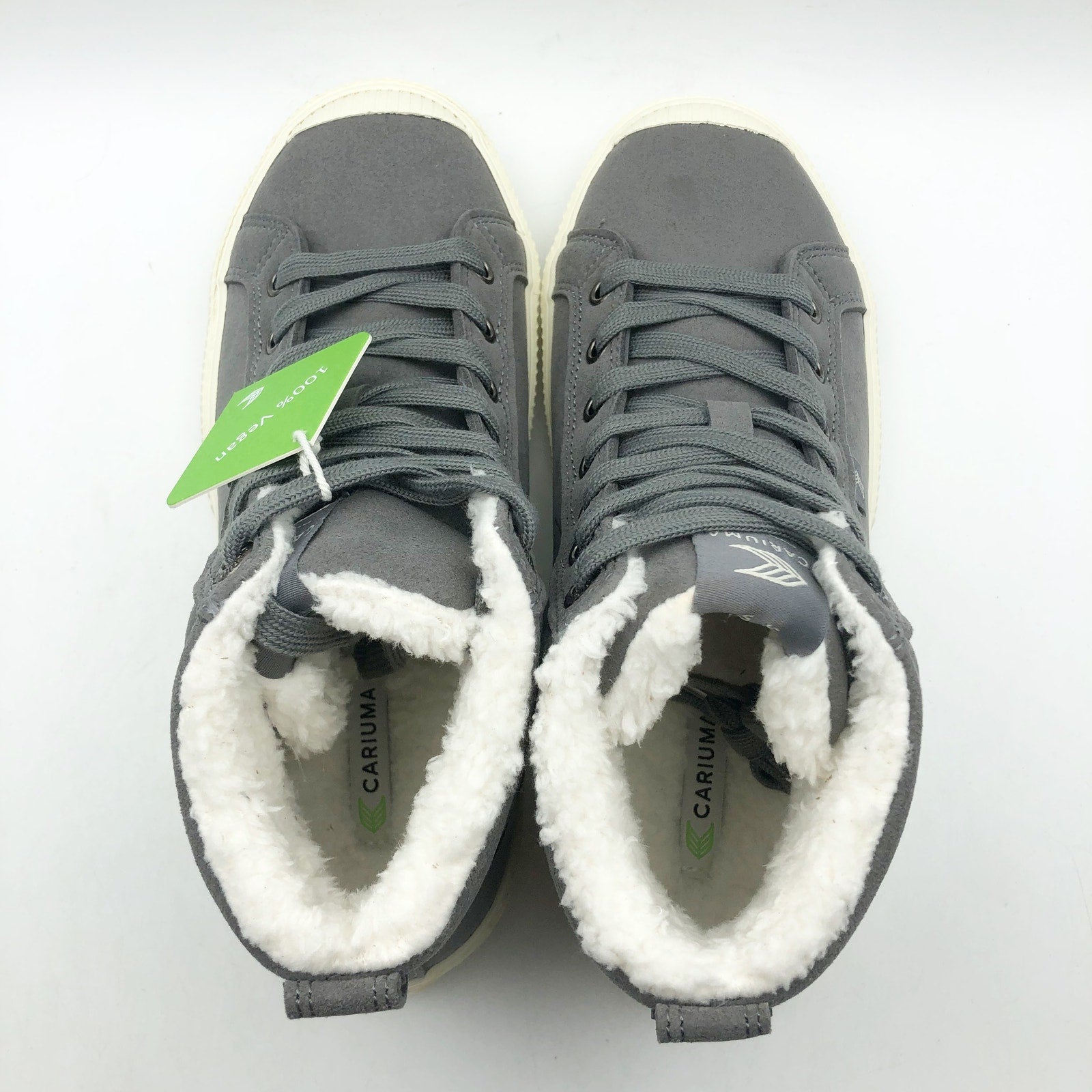 Cariuma OCA Therma High Suede Boots Mens 12.5 Womens 14 Grey Shearling NIB