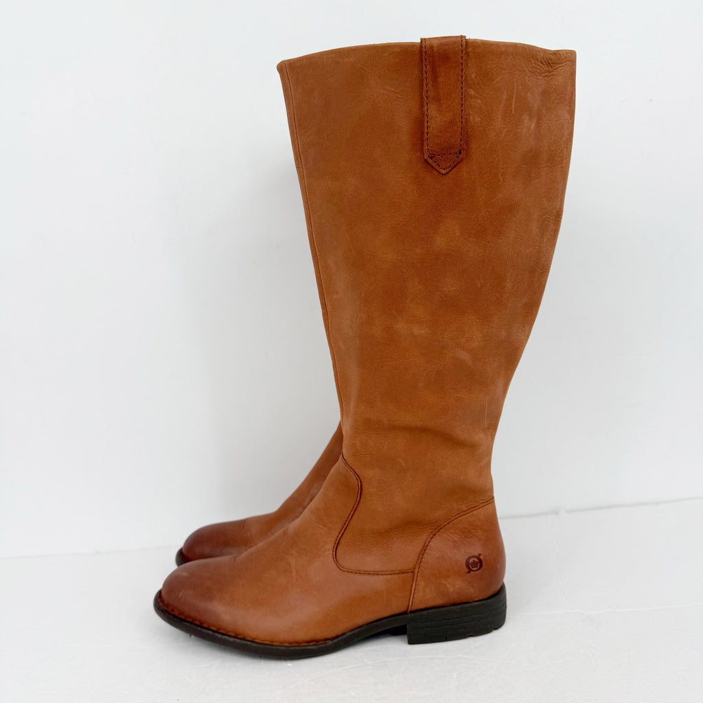 Born Womens Shaunie Knee High Boots US 7.5 M Brown Leather NIB