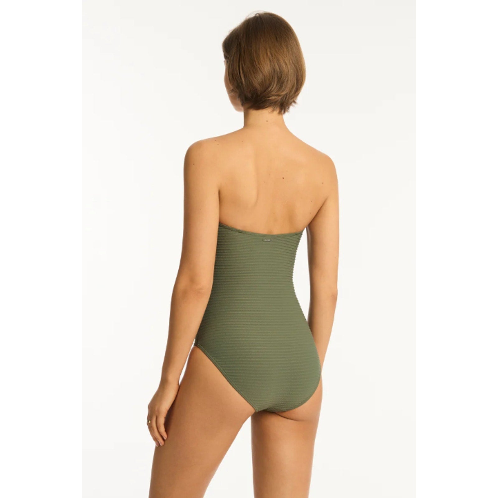 SEA LEVEL SWIM Spinnaker UBar Bandeau One Piece Swimsuit Size 6 Khaki Green NWOT