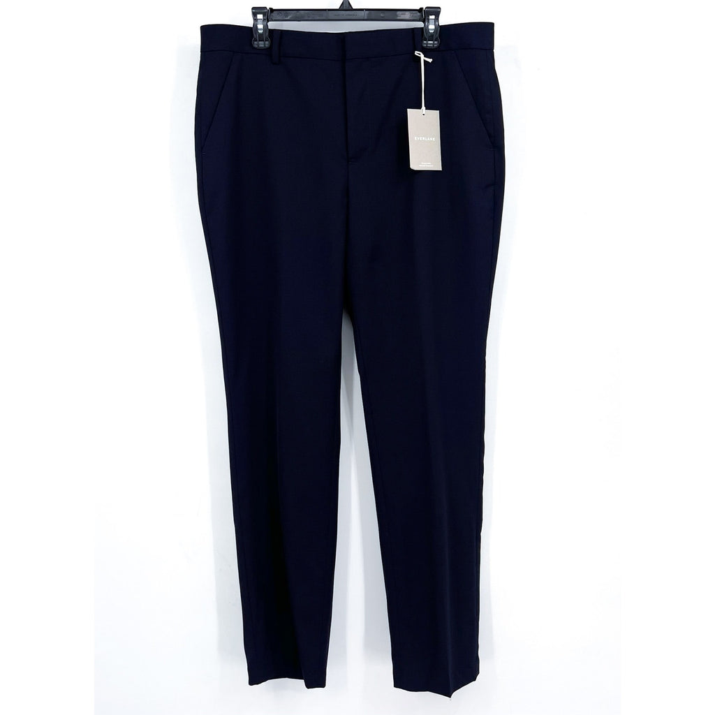 EVERLANE Men's Italian Wool Dress Pants 35x32 Navy Blue Flat Front NWT