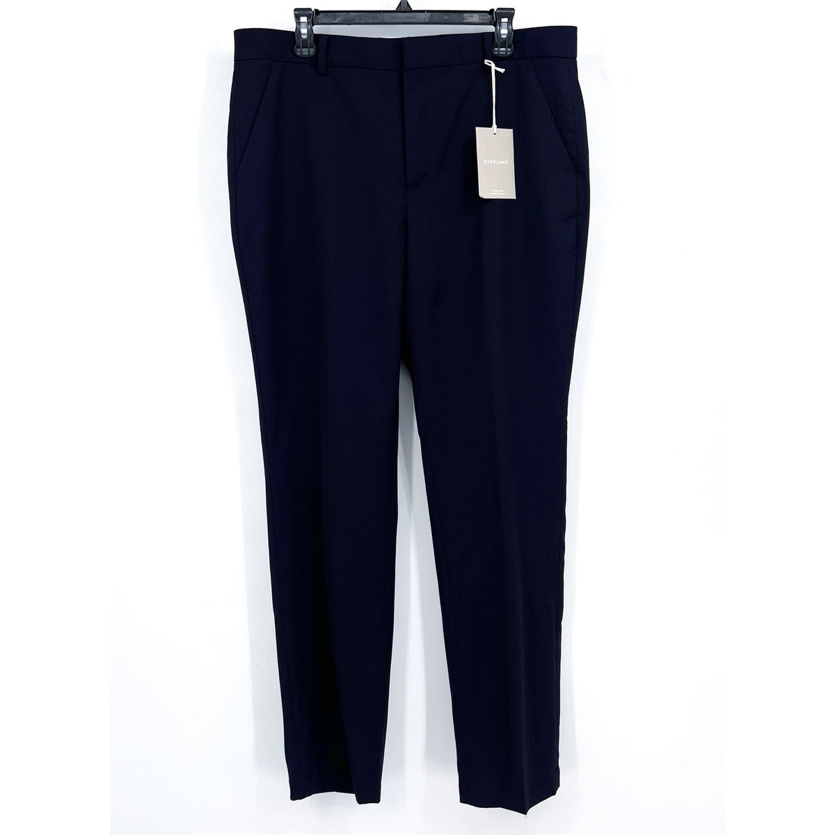 EVERLANE Men's Italian Wool Dress Pants 35x32 Navy Blue Flat Front NWT