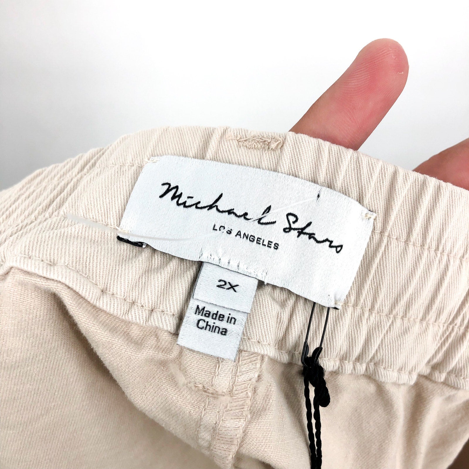 MICHAEL STARS Women's Monroe Twill Miniskirt 2X Khaki Cement Pockets Stretch NWT