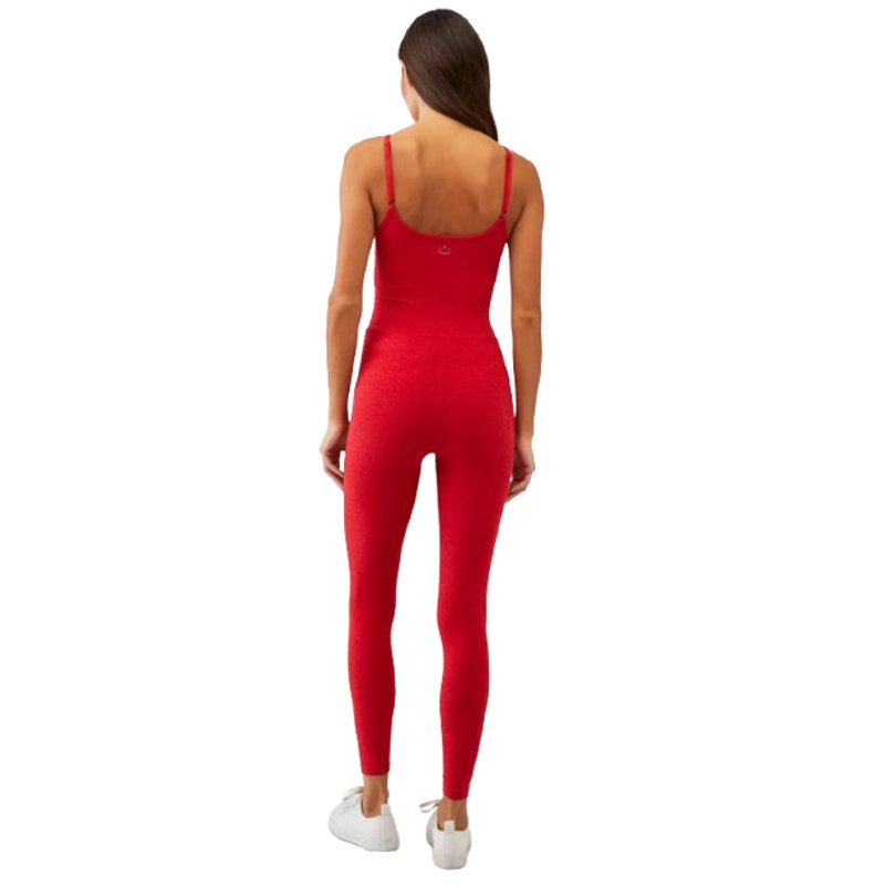 BEYOND YOGA Uplevel Midi Jumpsuit Large 12-14 Ruby Red Heather Space Dye NWT