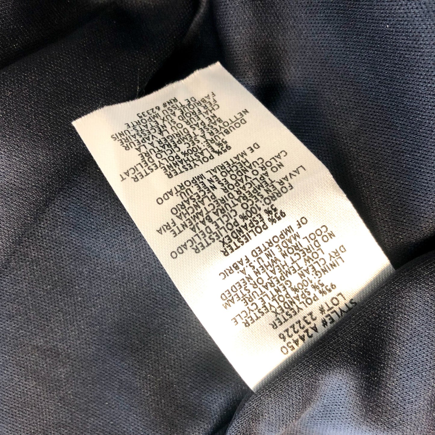 BETSY & ADAM Elle Gown Size 12 Navy Blue Long Sleeve Side Ruffled Slit NWT