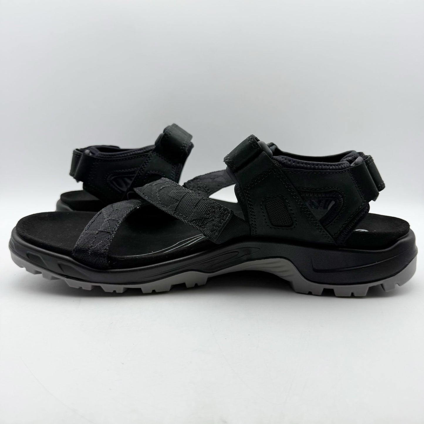 Ecco Mens Yucatan Coast Sandal US 13-13.5 EU 47 Black Leather Casual Sporty NWOB