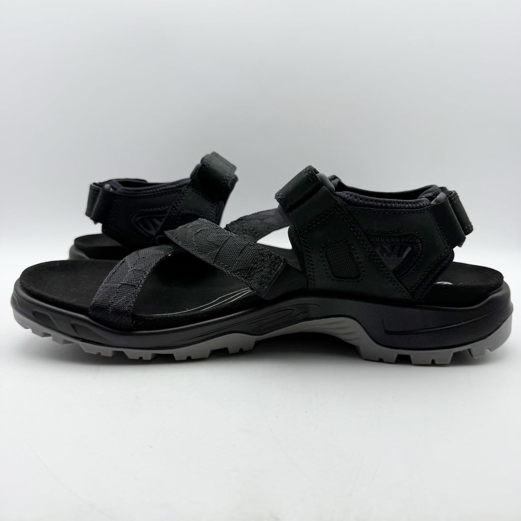 Ecco Mens Yucatan Coast Sandal US 13-13.5 EU 47 Black Leather Casual Sporty NWOB