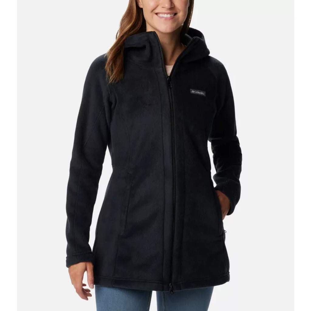 COLUMBIA Women's Benton Springs II Long Fleece Hoodie Jacket Small Black NWT