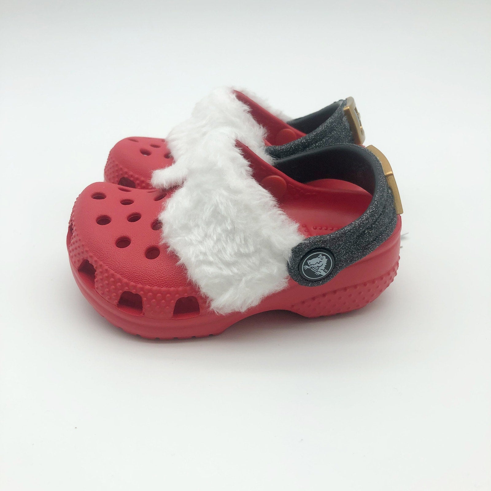 Crocs Baby Santa Classic Clogs Infant Size 2-3 Festive Red White Black NWT