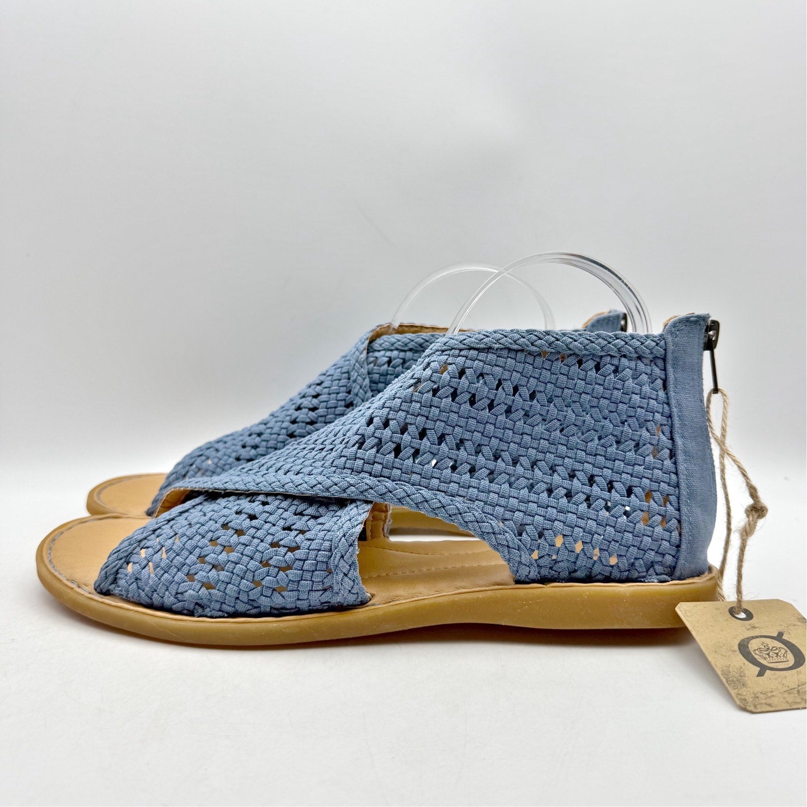Born Womens Iwa Mac Cross-Front Sandals US 11 M EU 41.5 Blue Fabric NWOB