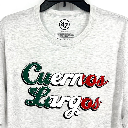 47 BRAND Mens Cuernos Lagros Texas Longhorn Short Sleeve Tshirt XL Grey NWT