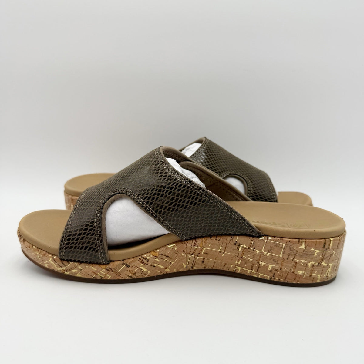 Spenco Womens Camille Wedge Sandals Size 8.5 Wide Brown NIB