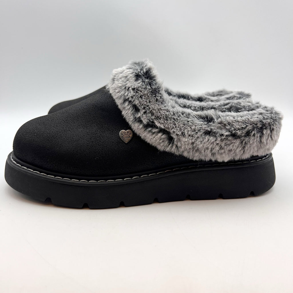 Bobs Skechers Womens Keepsakes Lite Slippers Size 5 EU 35 Black Vegan Suede NWOB