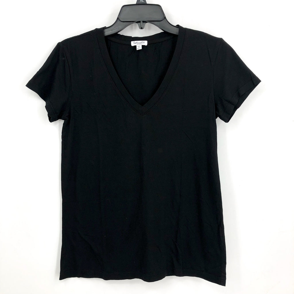 SPLENDID Women's Kate V-Neck Tee XS Black Short Sleeve Soft Knit NWOT
