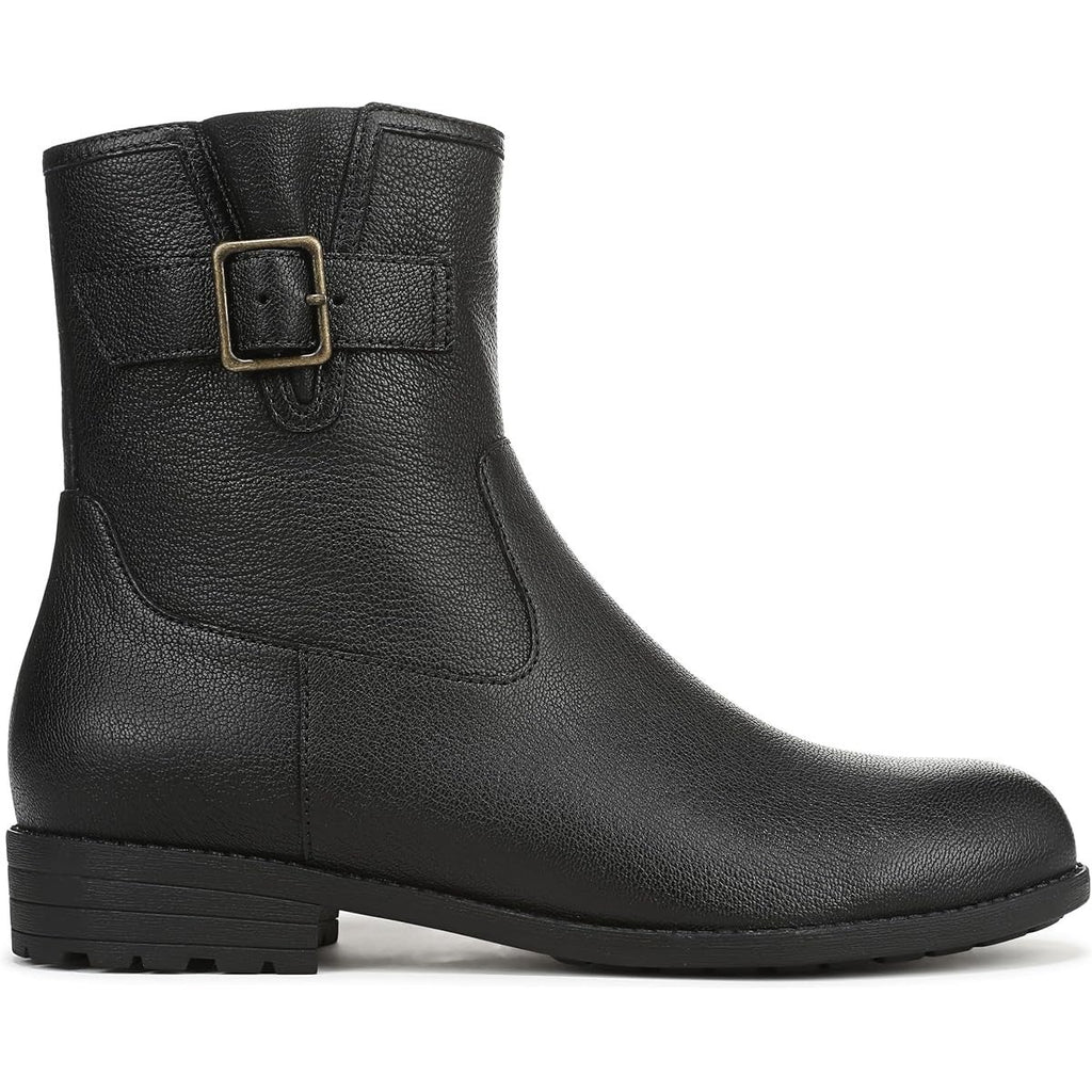 Vionic Womens Jill Zip Ankle Boots Size 7 EU 37 Black Leather Buckle NWOB